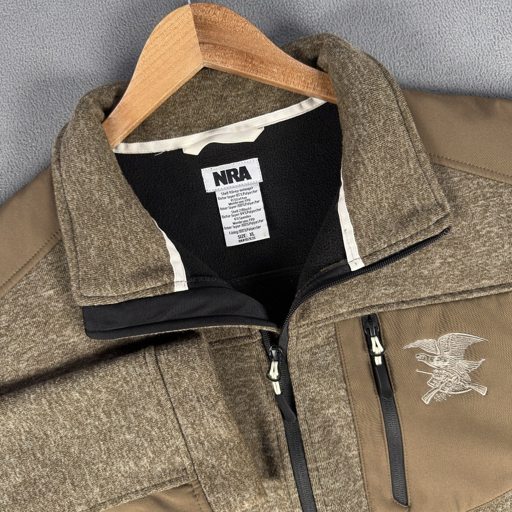 NRA Jacket XL Brown Fleece Lined Embroidered Logo Eagle Crest Outdoor Hunting